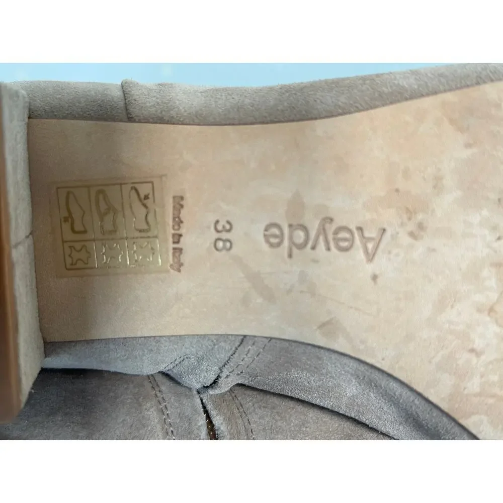 Aeyde Suede Ankle Boots Square Toe Block Heel Minimalist EU 38 US 7.5 8